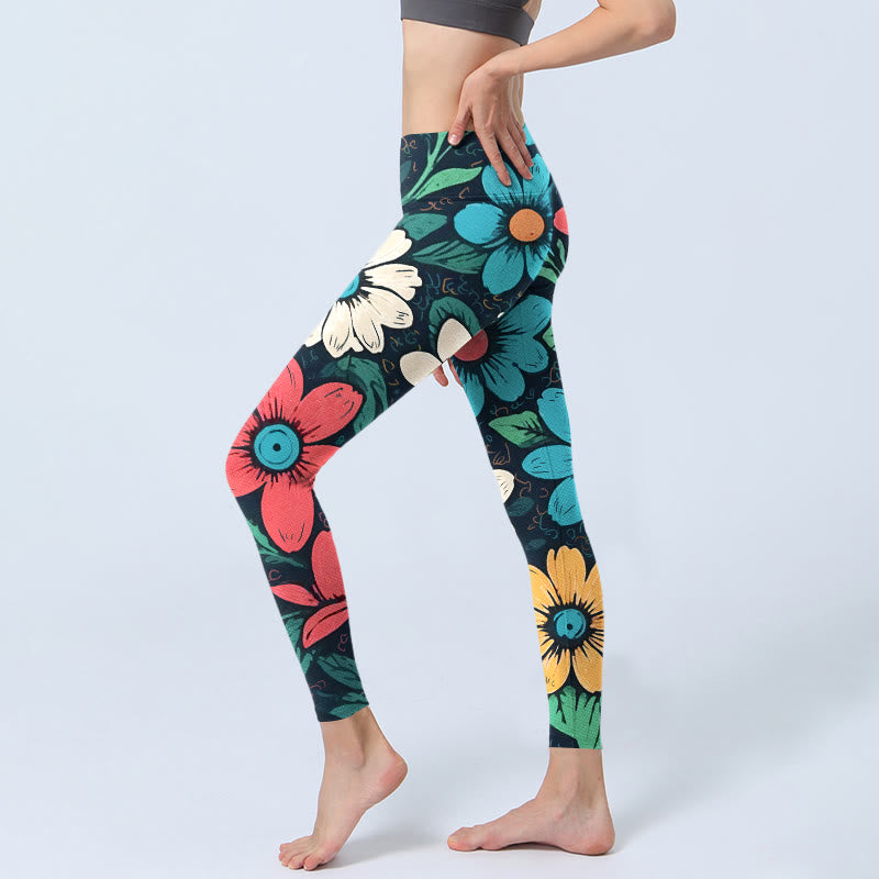 Buddha Stones Bunte Blumenmuster Druck Gym Leggings Damen Yoga Hose - image 3