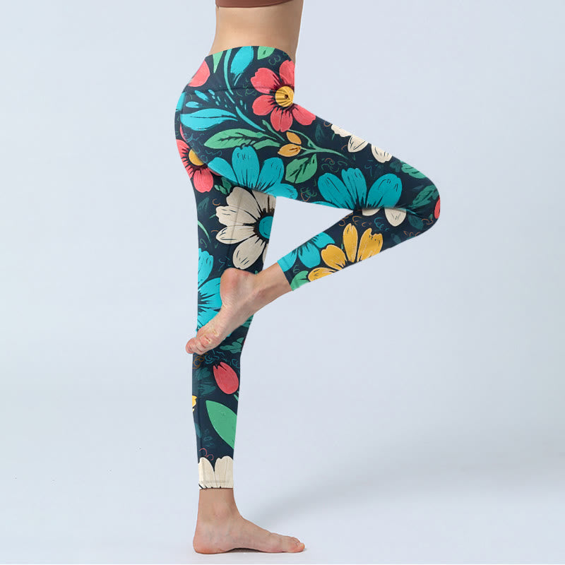 Buddha Stones Bunte Blumenmuster Druck Gym Leggings Damen Yoga Hose - image 5