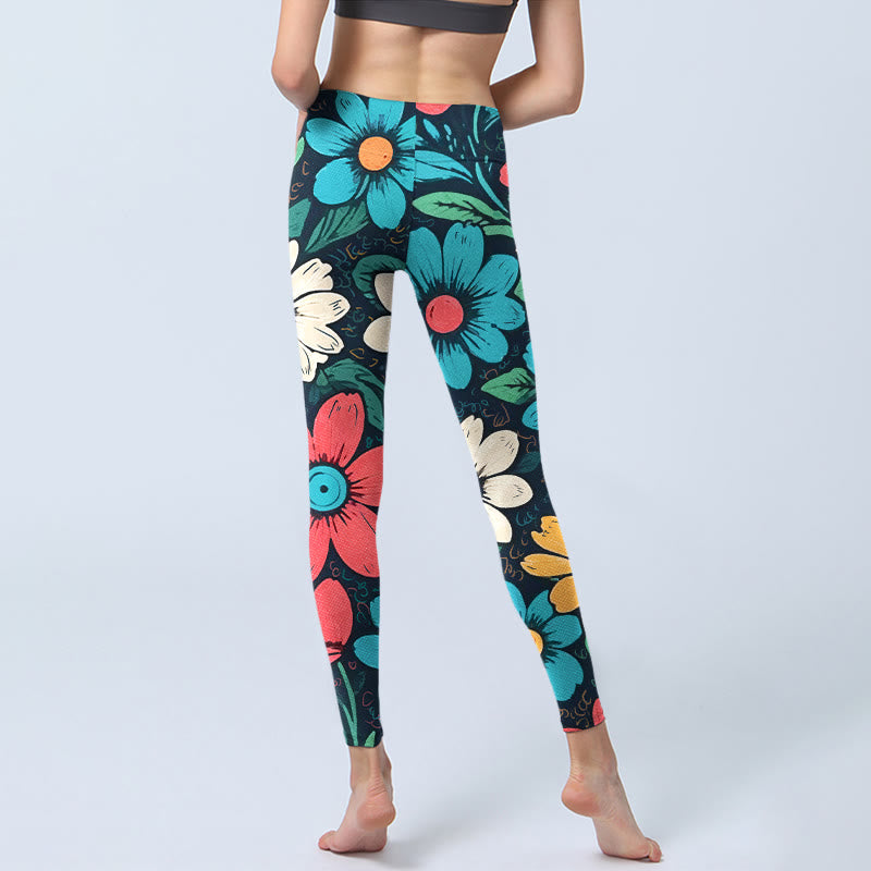 Buddha Stones Bunte Blumenmuster Druck Gym Leggings Damen Yoga Hose - image 6