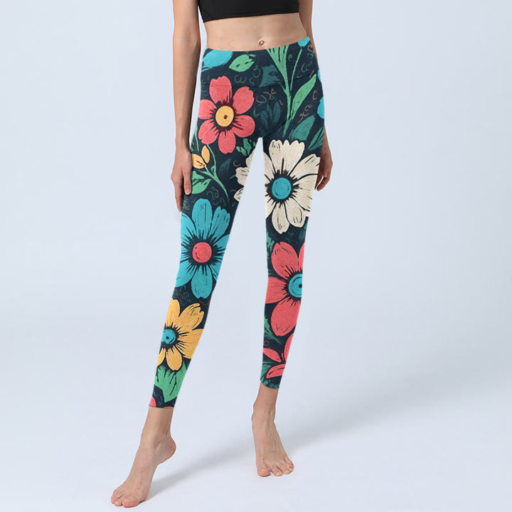 Buddha Stones Bunte Blumenmuster Druck Gym Leggings Damen Yoga Hose - image 5