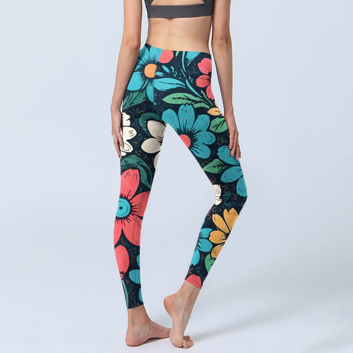 Buddha Stones Bunte Blumenmuster Druck Gym Leggings Damen Yoga Hose - image 3