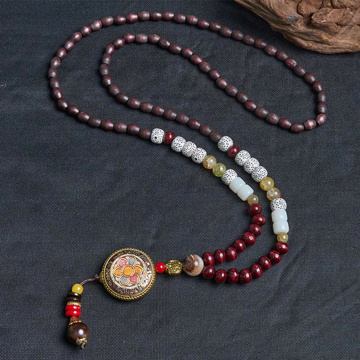 Buddha Stones, tibetische handgefertigte Holzperlen, Om Mani Padme Hum, Samantabhadra, Bodhisattva, Reinheit, Halsketten-Anhänger - image 10