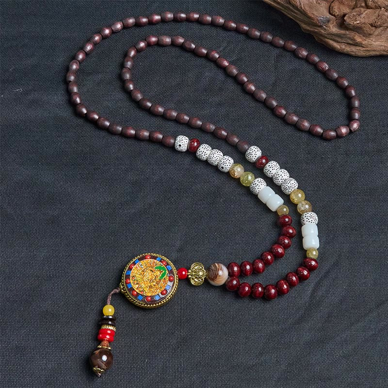 Buddha Stones, tibetische handgefertigte Holzperlen, Om Mani Padme Hum, Samantabhadra, Bodhisattva, Reinheit, Halsketten-Anhänger - image 3
