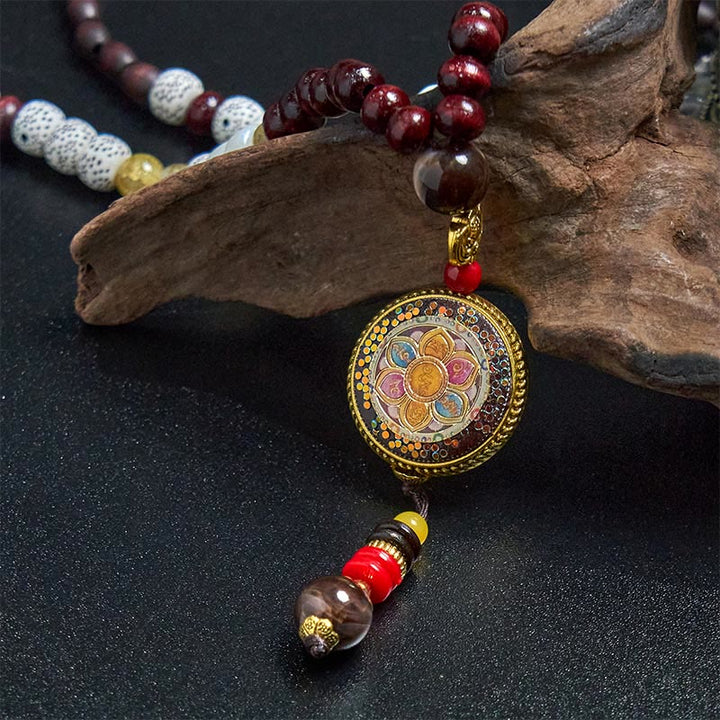 Buddha Stones, tibetische handgefertigte Holzperlen, Om Mani Padme Hum, Samantabhadra, Bodhisattva, Reinheit, Halsketten-Anhänger - image 12