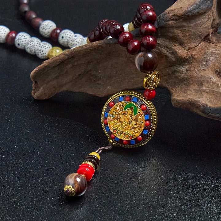 Buddha Stones, tibetische handgefertigte Holzperlen, Om Mani Padme Hum, Samantabhadra, Bodhisattva, Reinheit, Halsketten-Anhänger - image 11