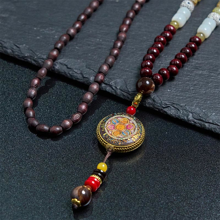 Buddha Stones, tibetische handgefertigte Holzperlen, Om Mani Padme Hum, Samantabhadra, Bodhisattva, Reinheit, Halsketten-Anhänger - image 13