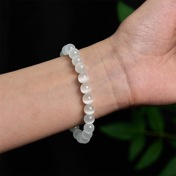 Buddha Stones Natürliche Katzenauge Perlen 990 Sterling Silber Pixiu Positive Armband