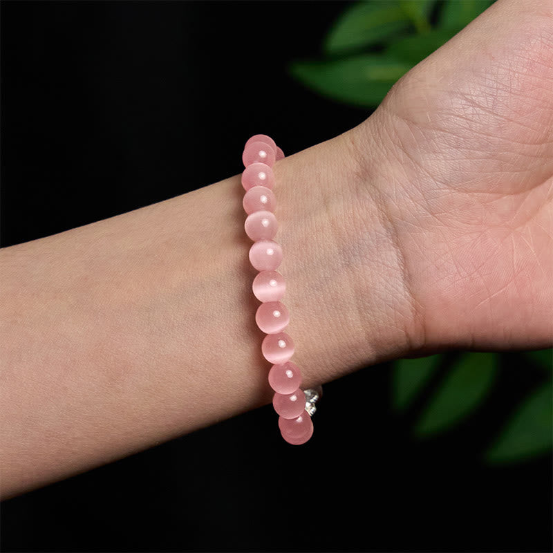 Buddha Stones Natürliche Katzenauge Perlen 990 Sterling Silber Pixiu Positive Armband