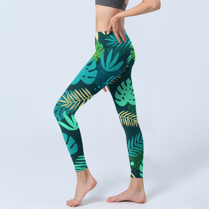 Buddha Stones, verschiedene Formen von Blättern, Musterdruck, Gym-Leggings, Damen-Yogahose - image 2