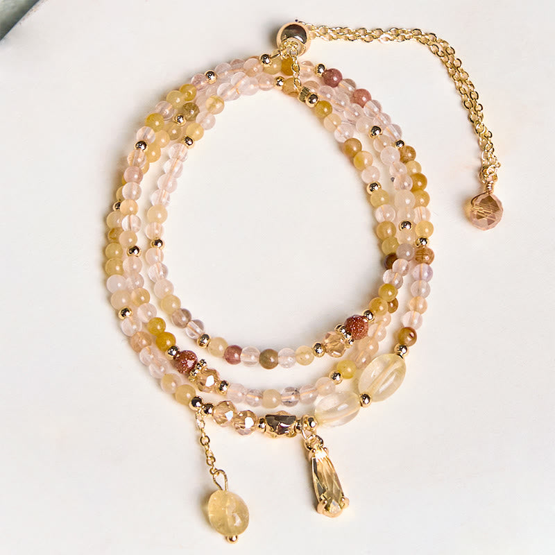 Buddha Stones Natürliche Citrinperlen Pleasure Mehrschichtiges Armband