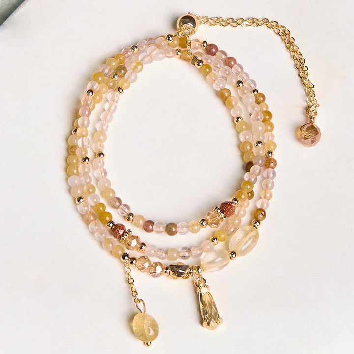 Buddha Stones Natürliche Citrinperlen Pleasure Mehrschichtiges Armband
