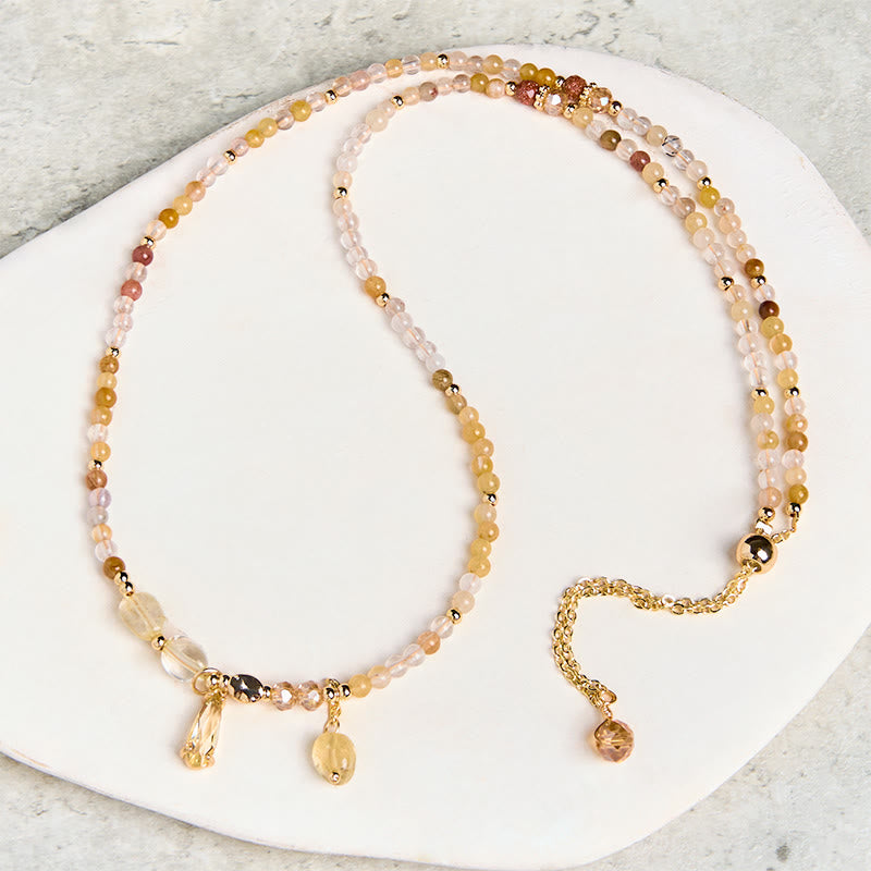 Buddha Stones Natürliche Citrinperlen Pleasure Mehrschichtiges Armband