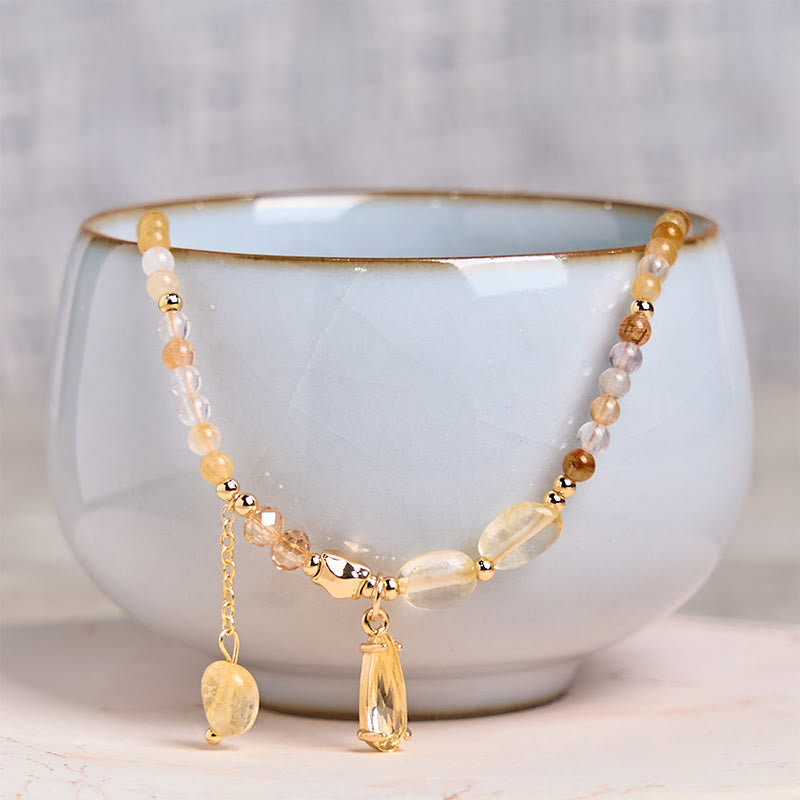 Buddha Stones Natürliche Citrinperlen Pleasure Mehrschichtiges Armband
