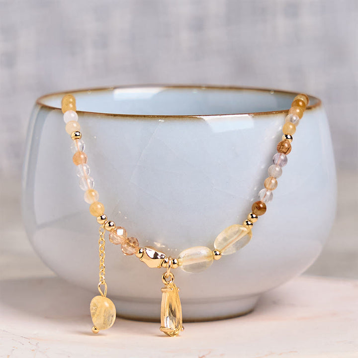 Buddha Stones Natürliche Citrinperlen Pleasure Mehrschichtiges Armband