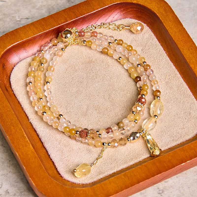 Buddha Stones Natürliche Citrinperlen Pleasure Mehrschichtiges Armband