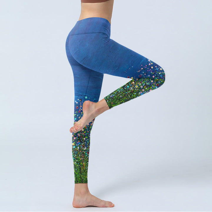 Buddha Stones ​​Gras Blume Muster Druck Gym Leggings frauen Yoga Hosen - image 4
