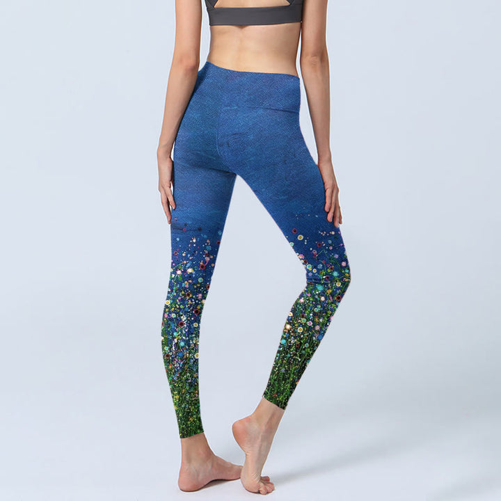 Buddha Stones ​​Gras Blume Muster Druck Gym Leggings frauen Yoga Hosen - image 4