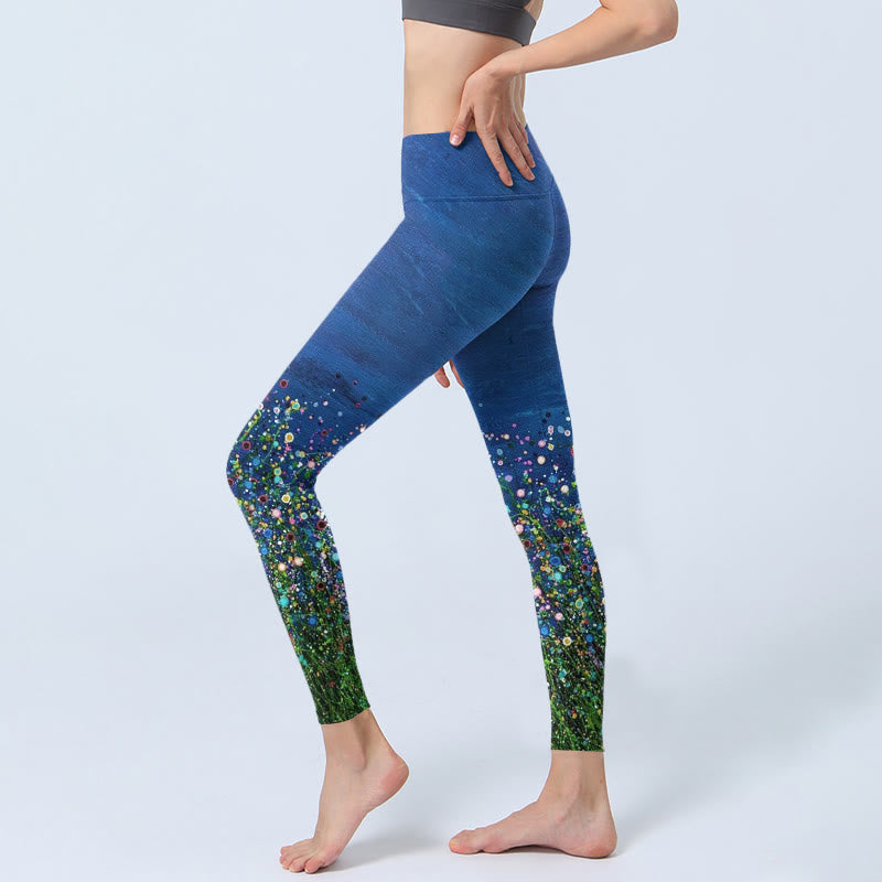 Buddha Stones ​​Gras Blume Muster Druck Gym Leggings frauen Yoga Hosen - image 2