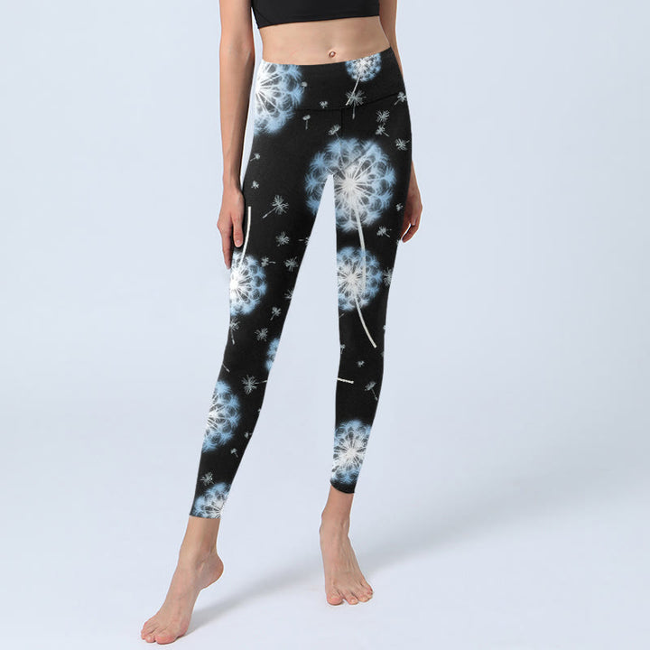 Buddha Stones Weiße Löwenzahn Muster Druck Gym Leggings Damen Yoga Hose - image 5