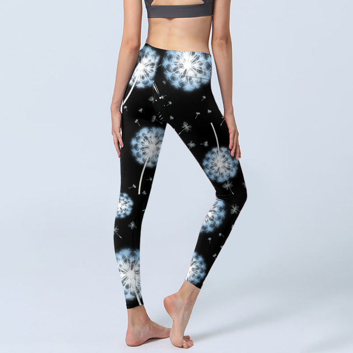 Buddha Stones Weiße Löwenzahn Muster Druck Gym Leggings Damen Yoga Hose - image 4