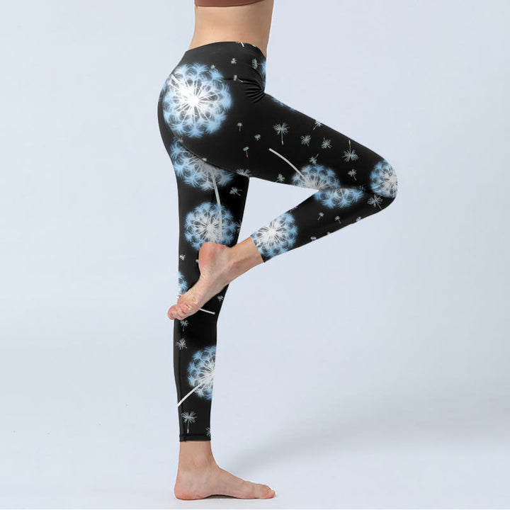 Buddha Stones Weiße Löwenzahn Muster Druck Gym Leggings Damen Yoga Hose - image 5