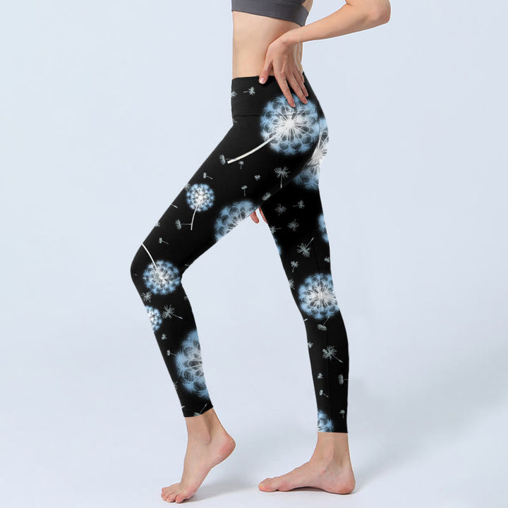 Buddha Stones Weiße Löwenzahn Muster Druck Gym Leggings Damen Yoga Hose - image 3
