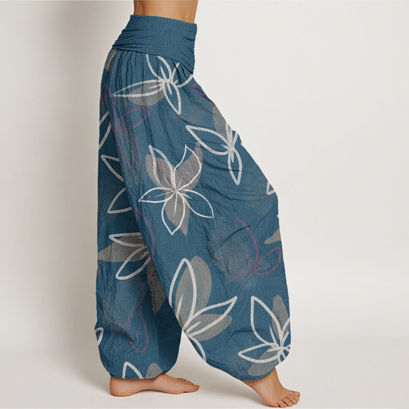 Buddha Stones Lässige Haremshose mit Blumenmuster für Damen, elastische Taille - image 7