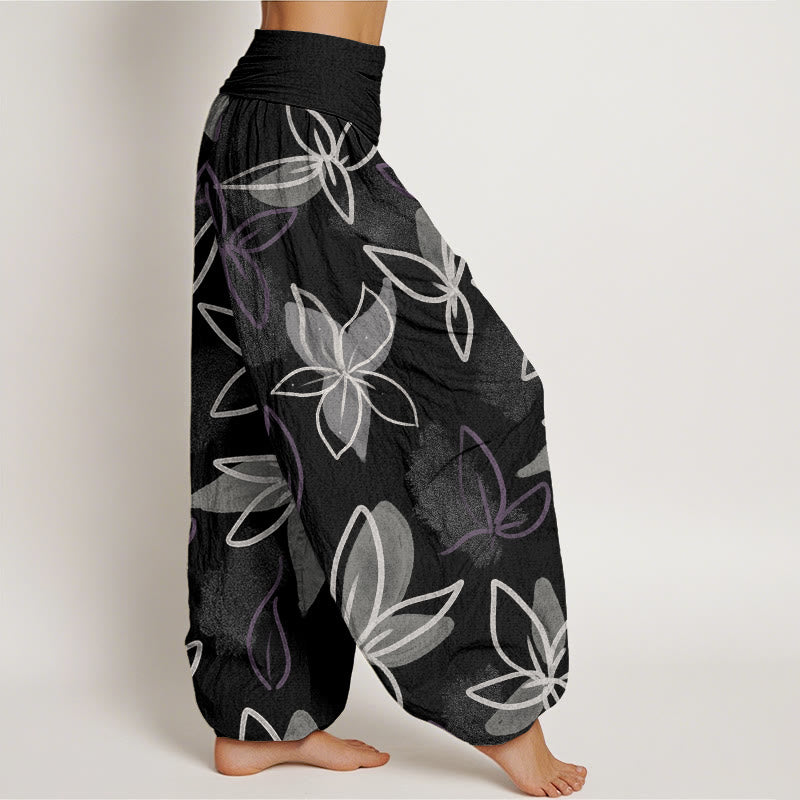 Buddha Stones Lässige Haremshose mit Blumenmuster für Damen, elastische Taille - image 10