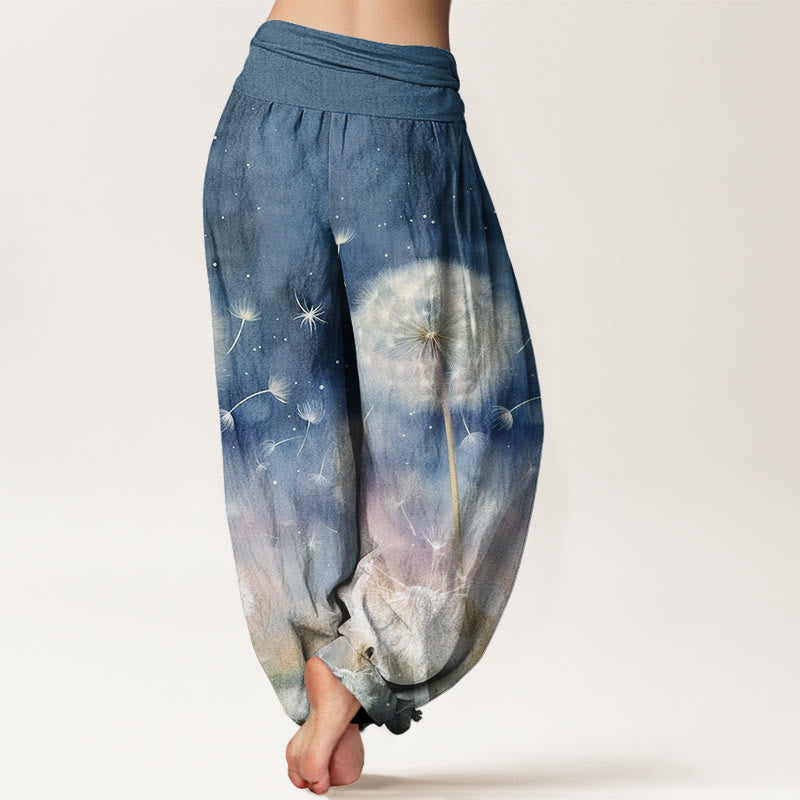 Buddha Stones Lässige Haremshose mit Löwenzahnmuster für Damen, elastische Taille - image 6