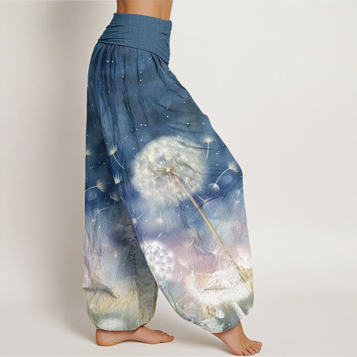 Buddha Stones Lässige Haremshose mit Löwenzahnmuster für Damen, elastische Taille - image 7