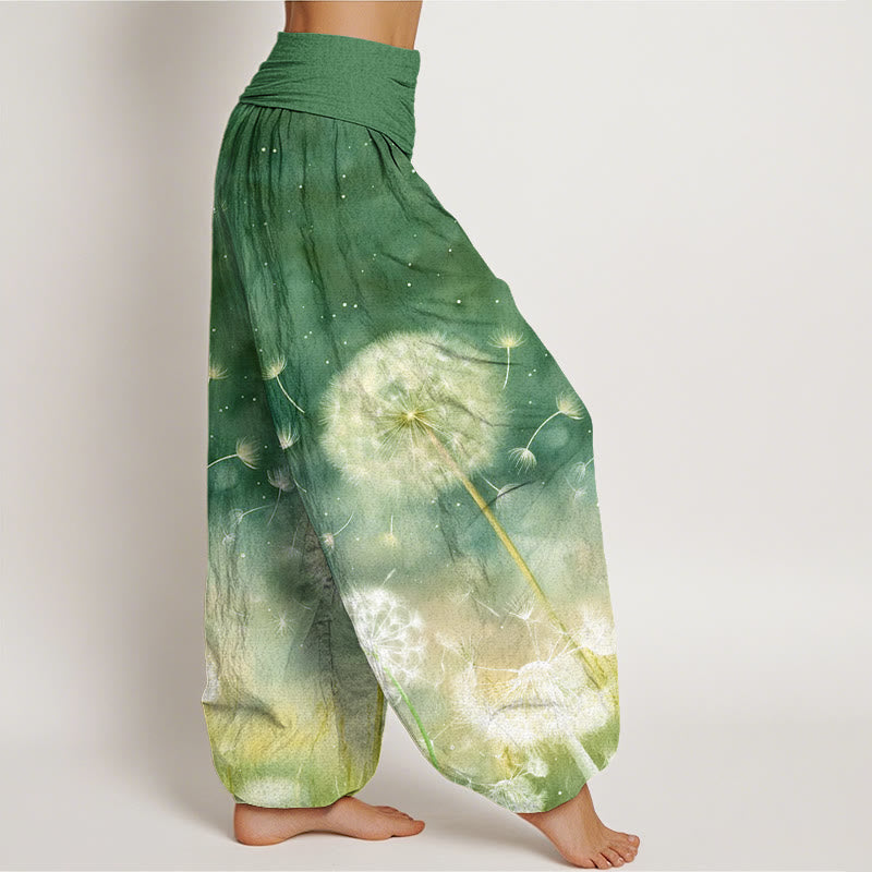 Buddha Stones Lässige Haremshose mit Löwenzahnmuster für Damen, elastische Taille - image 10