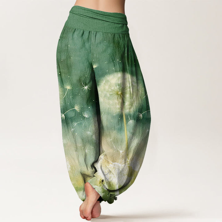 Buddha Stones Lässige Haremshose mit Löwenzahnmuster für Damen, elastische Taille - image 9