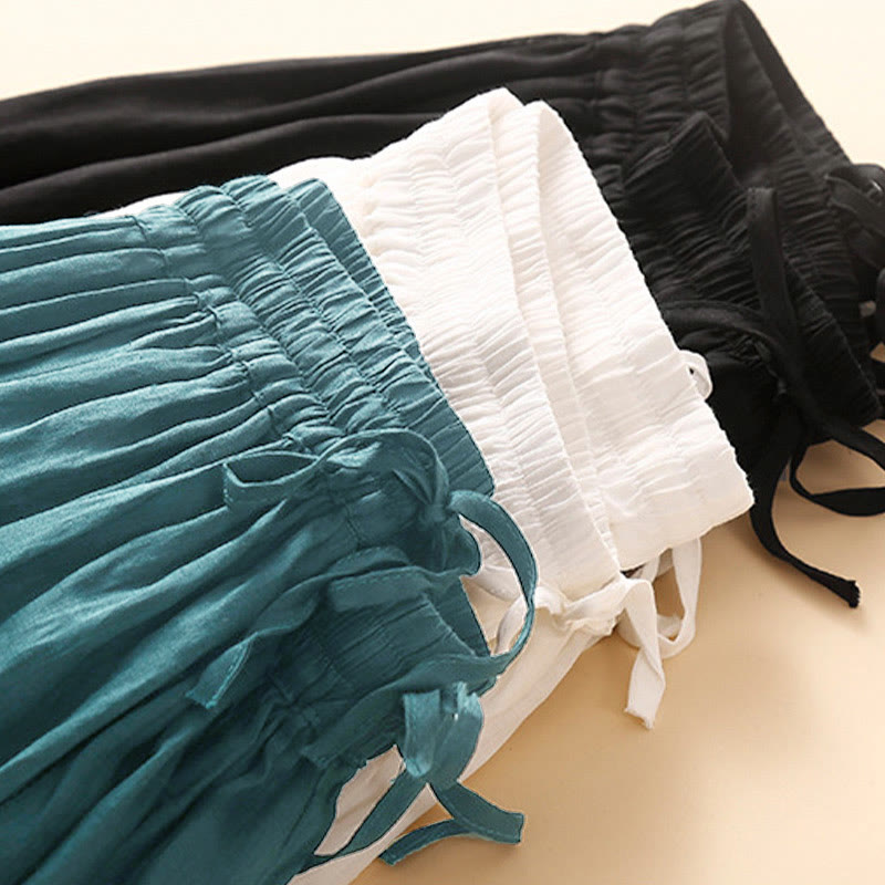 Buddha Stones Damenrock mit Schnürung, elastischer Taille und Taschen - image 22