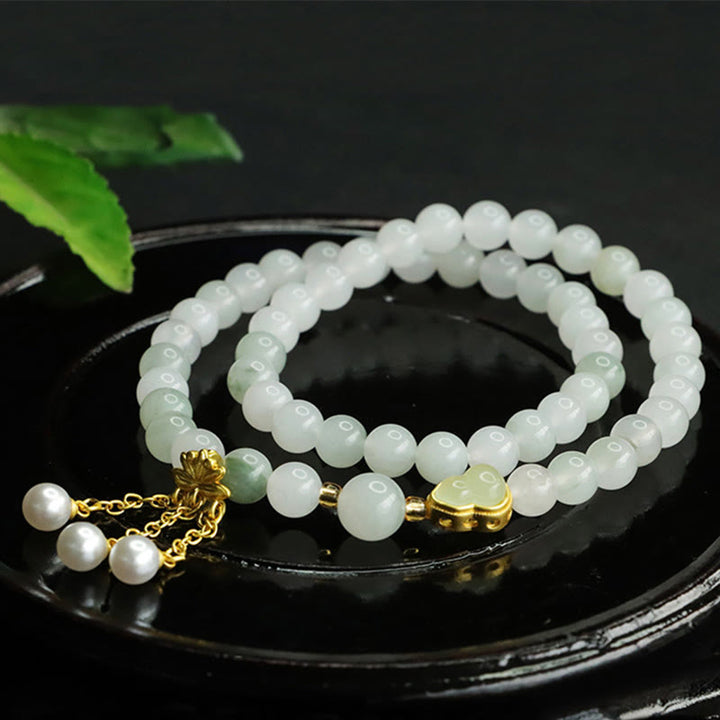 Buddha Stones Natürliches Tianshan Jade Lotus Kürbis Doppelkreis Wohlstandsarmband