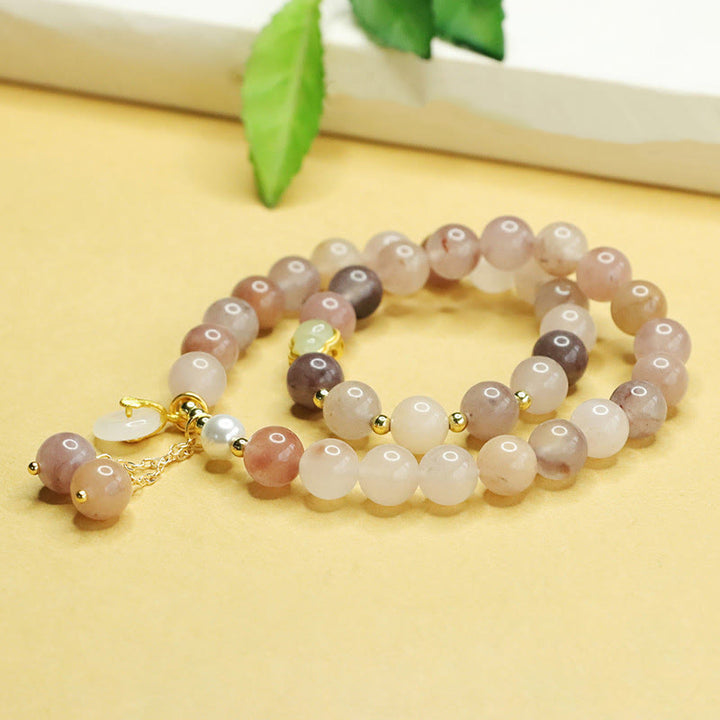 Buddha Stones Naturgoldene Seide Jade Doppelschicht Kürbis Peace Buckle Glücksarmband