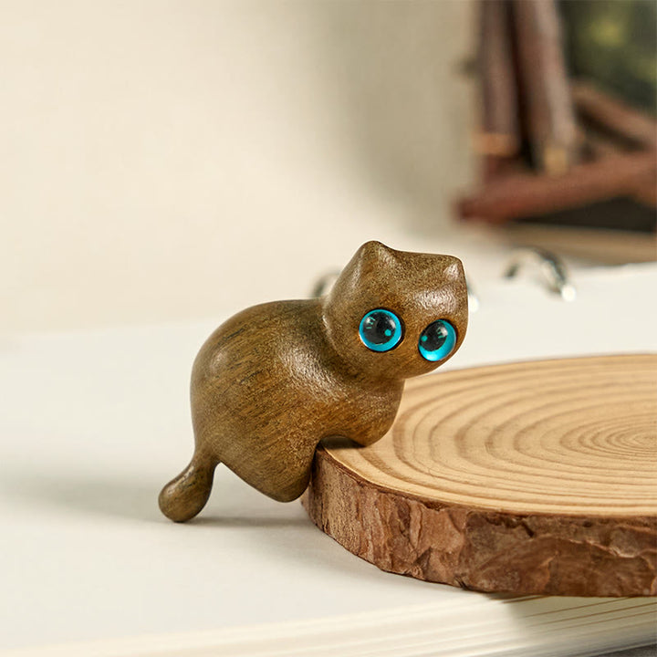 Buddha Stones, Mini, süße, streckende Katze, geschnitzt, beruhigende Schreibtischdekoration - image 1