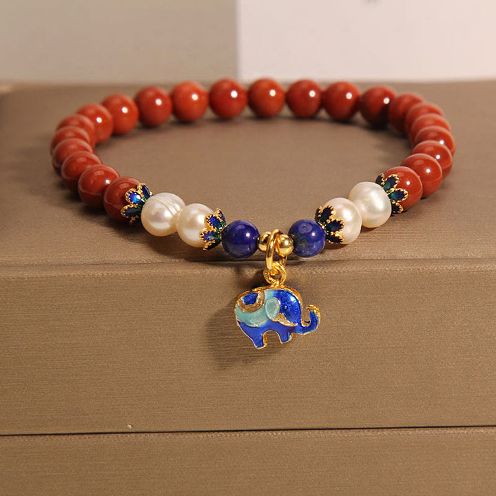 Buddha Stones Natürliche Südrote Achatperle Peace Lock Charm Positives Armband