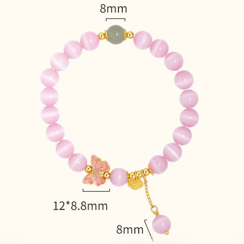 Buddha Stones 925 Sterling Silber Katzenauge Hetian Jade Schmetterling Peace Lock Charm Peace Armband