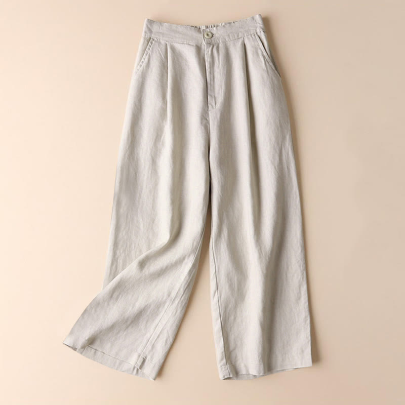 Buddha Stones Commute Damenhose mit weitem Bein und Taschen, einfarbig, Länge 7-8 - Leinen - US12, UK/AU16, EU44 (3XL) - image 0