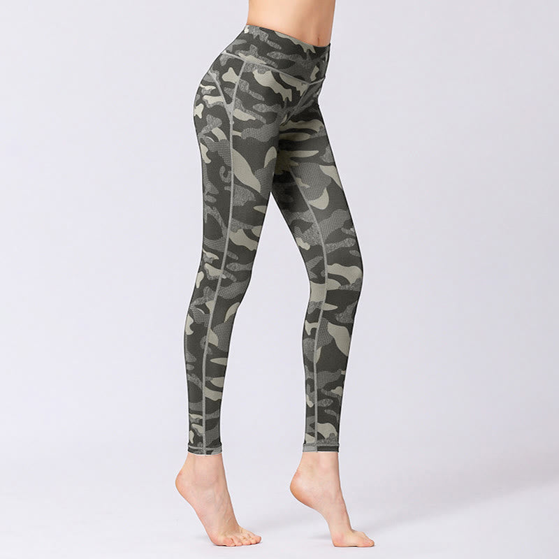 Buddha Stones Camo Print Sport Fitness Yoga Hohe Taille Leggings Damen Yogahose