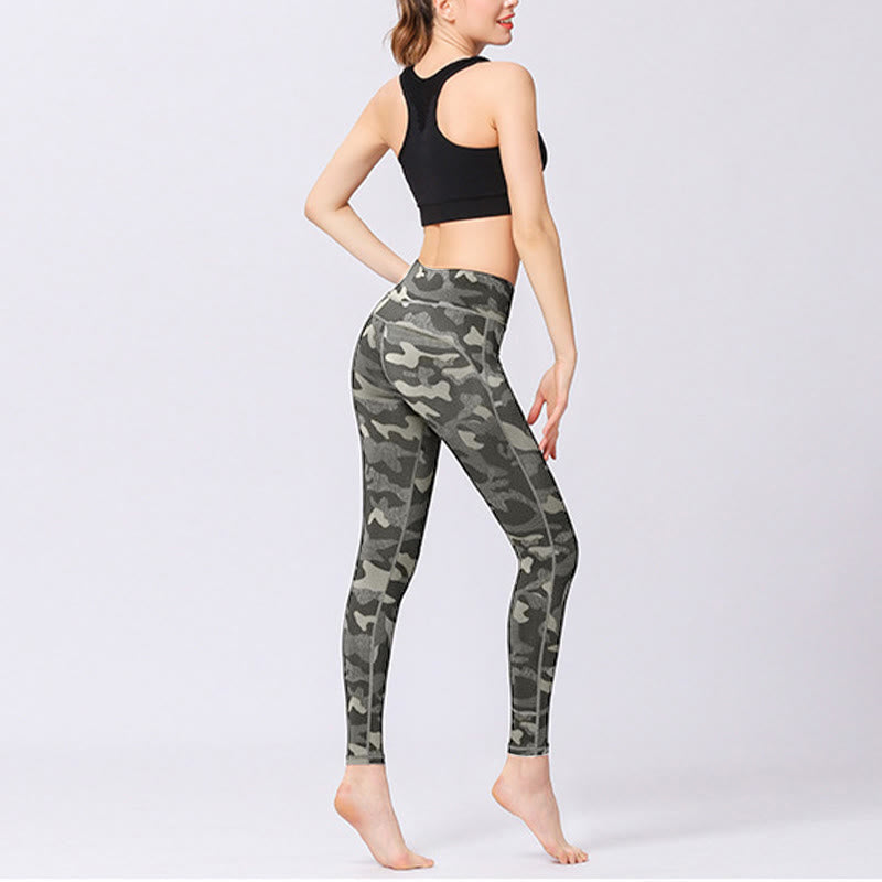 Buddha Stones Camo Print Sport Fitness Yoga Hohe Taille Leggings Damen Yogahose - image 4