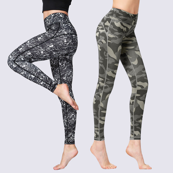 Buddha Stones Camo Print Sport Fitness Yoga Hohe Taille Leggings Damen Yogahose