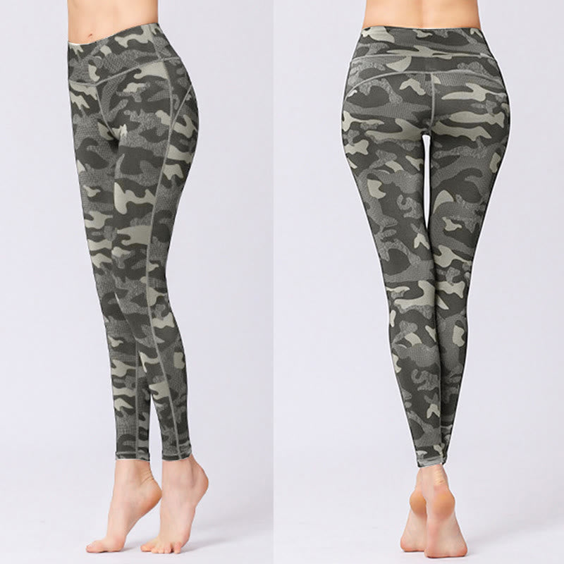 Buddha Stones Camo Print Sport Fitness Yoga Hohe Taille Leggings Damen Yogahose
