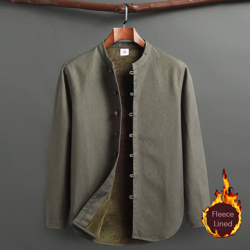 Buddha Stones Solid Tang-Anzug Traditionelles Fleece-gefüttertes Uniform-Set für Herren, langärmeliges Oberteil und Hose - Dunkelmeergrün - Spitze - US/UK/AU46, EU56 (5XL) - image 14