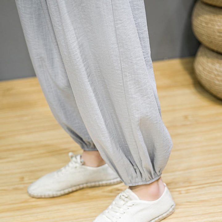 Buddha Stones Sommer-Haremshose aus Baumwolle mit Kordelzug und Taschen für Herren, knöchellang - image 21