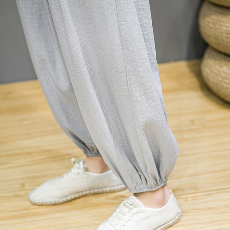 Buddha Stones Sommer-Haremshose aus Baumwolle mit Kordelzug und Taschen für Herren, knöchellang - image 21