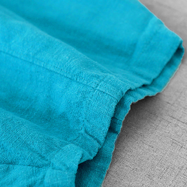 Buddha Stones Lässige, einfarbige Haremshose aus Baumwollleinen für Damen in Länge 7–8 mit Taschen - image 14