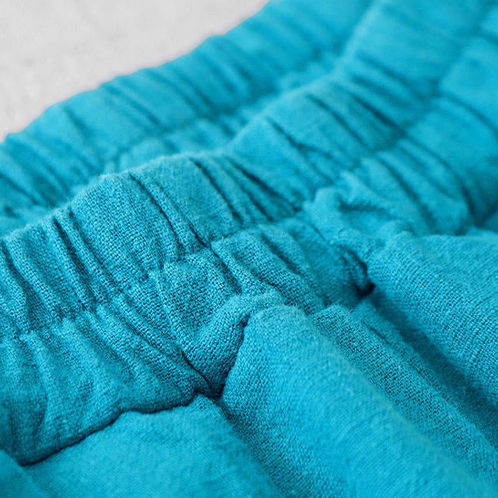 Buddha Stones Lässige, einfarbige Haremshose aus Baumwollleinen für Damen in Länge 7–8 mit Taschen - image 13