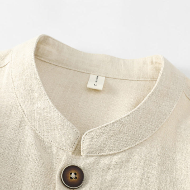 Buddha Stones Herren-Jacke mit Knopf, Ramie-Leinen, Baumwollfleece, gefüttert, mit Taschen - image 34