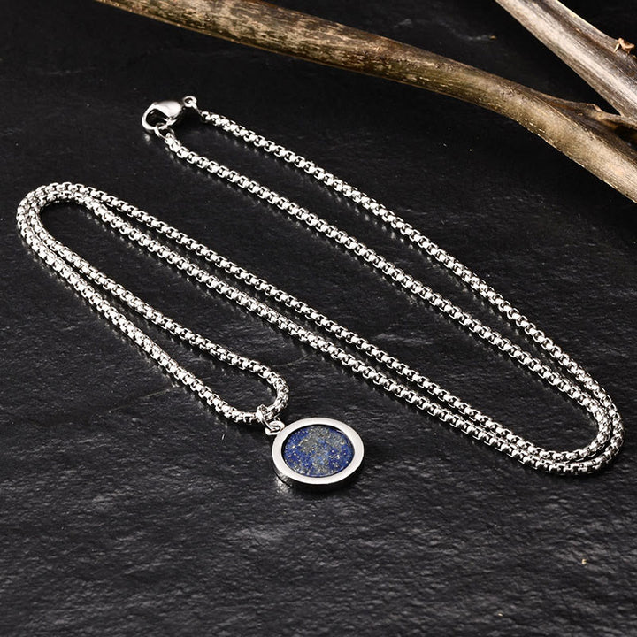 Buddha Stones ​​Naturstein Türkis Tigerauge Lazurit Lapislazuli Malachit Titanstahl Reinigungshalskette Anhänger - image 18